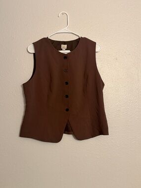 a new day Brown Button-Front Sleeveless Vest NWOT